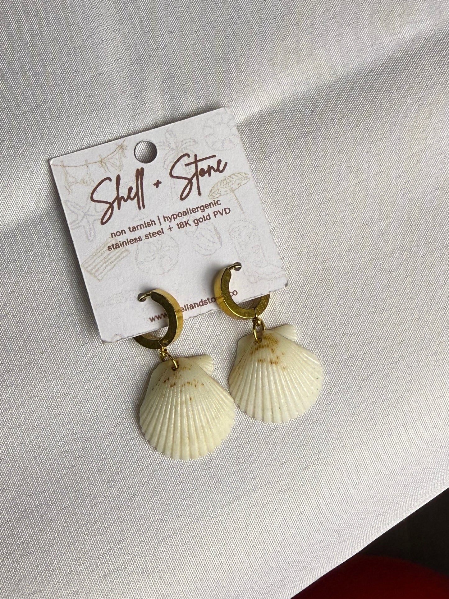 Various Seashell Earrings - Gold Hoops