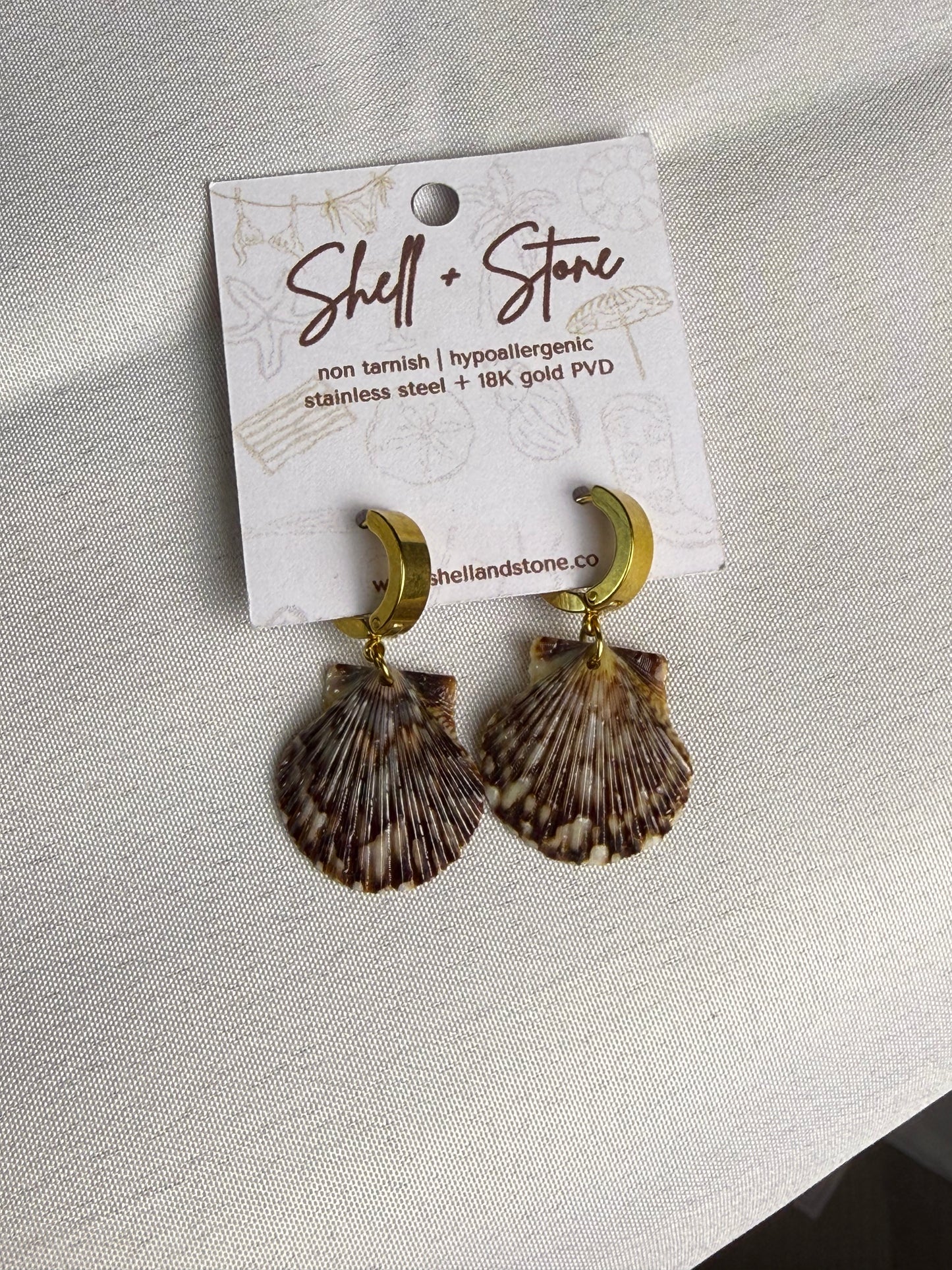 Various Seashell Earrings - Gold Hoops