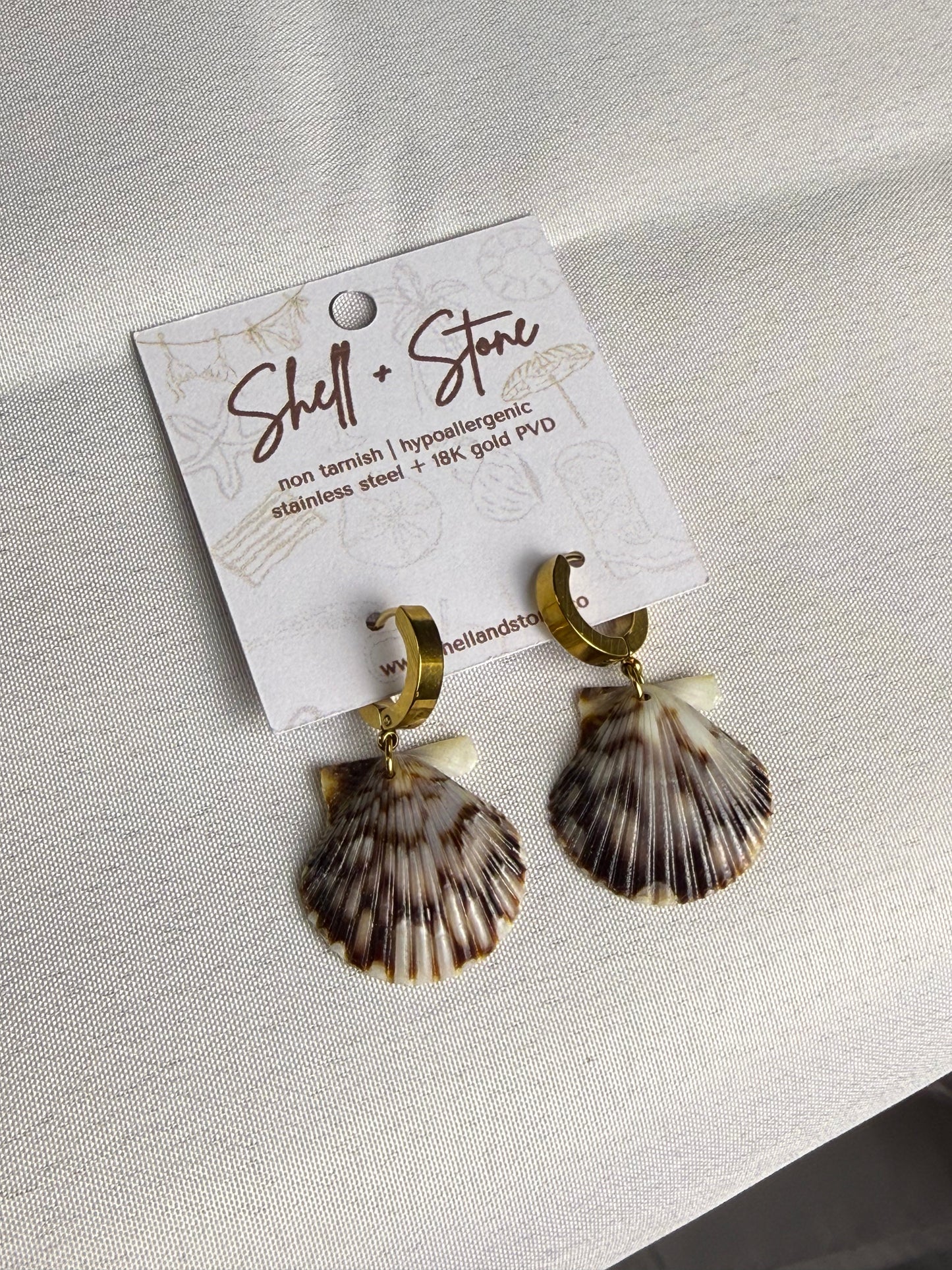 Various Seashell Earrings - Gold Hoops