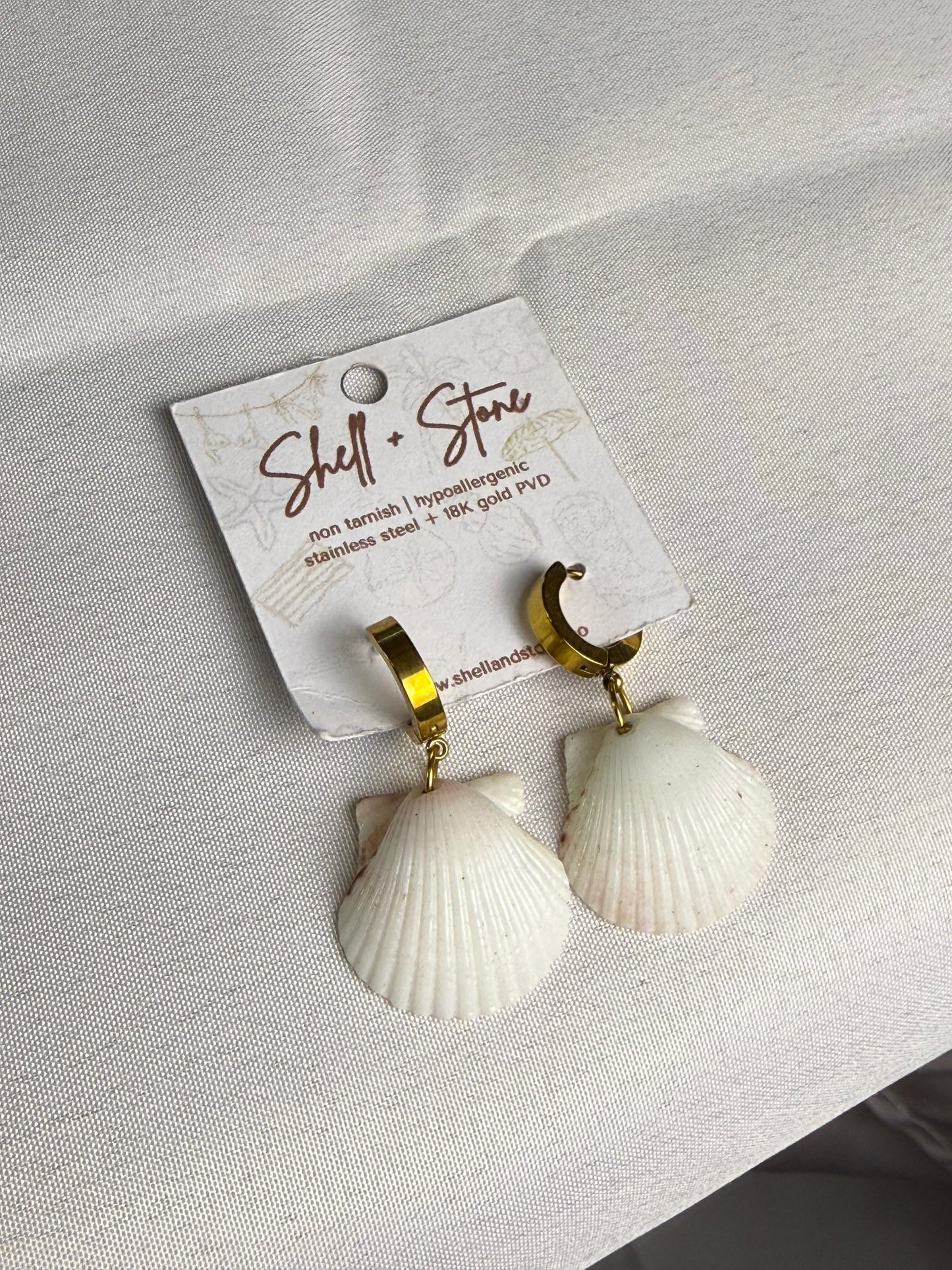 Various Seashell Earrings - Gold Hoops