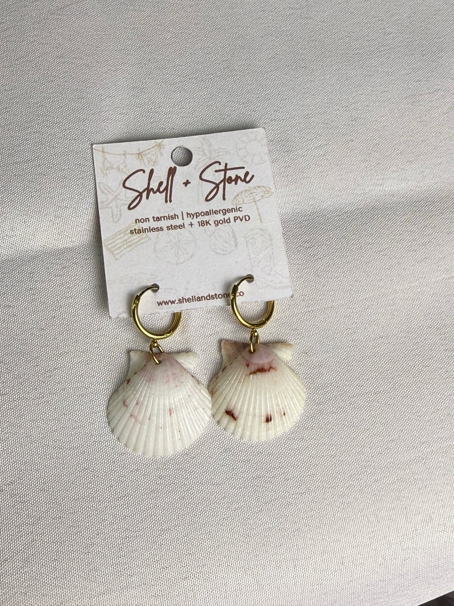 Various Seashell Earrings - Gold Hoops