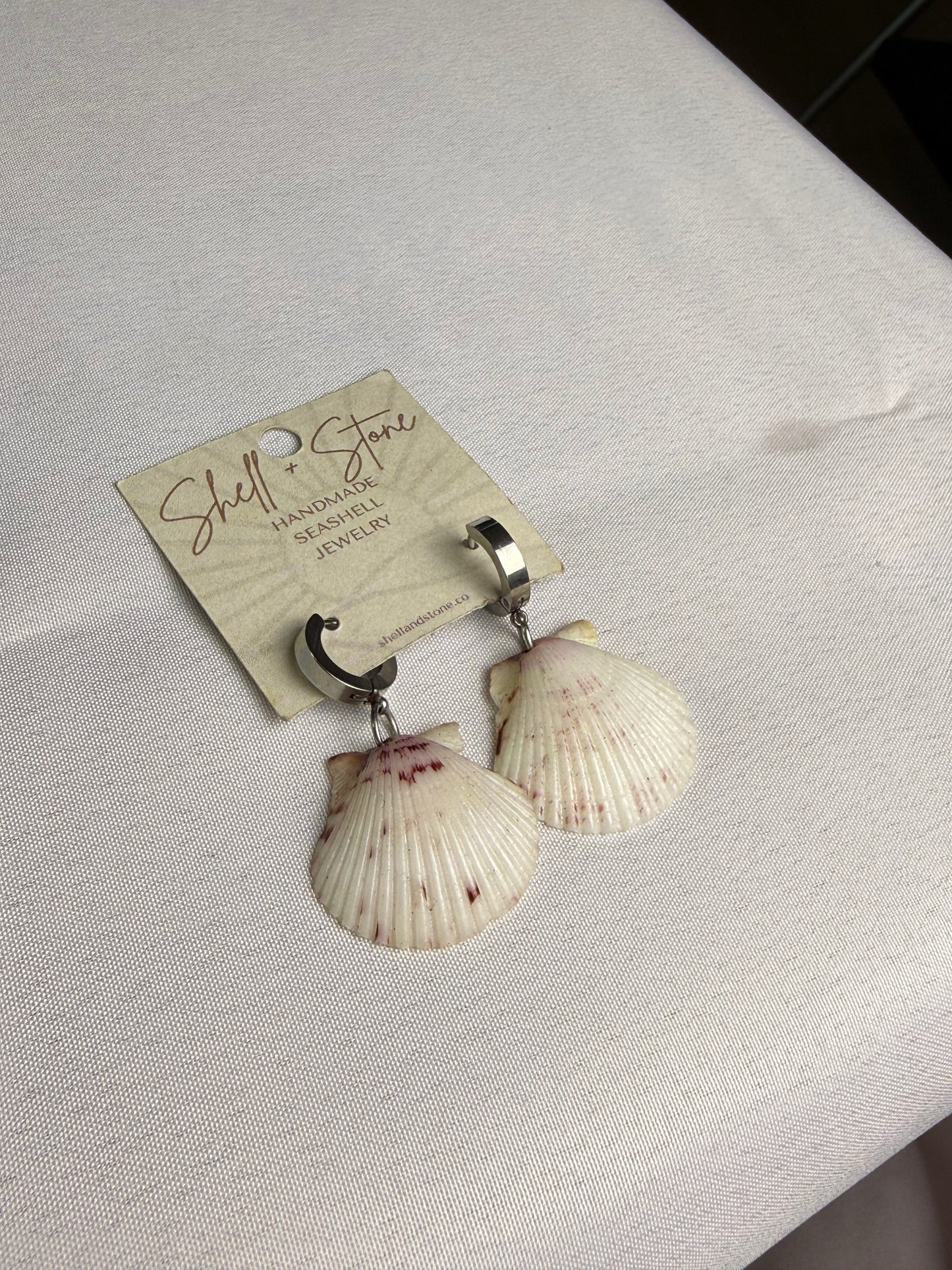 Various Seashell Earrings - Silver Hoops