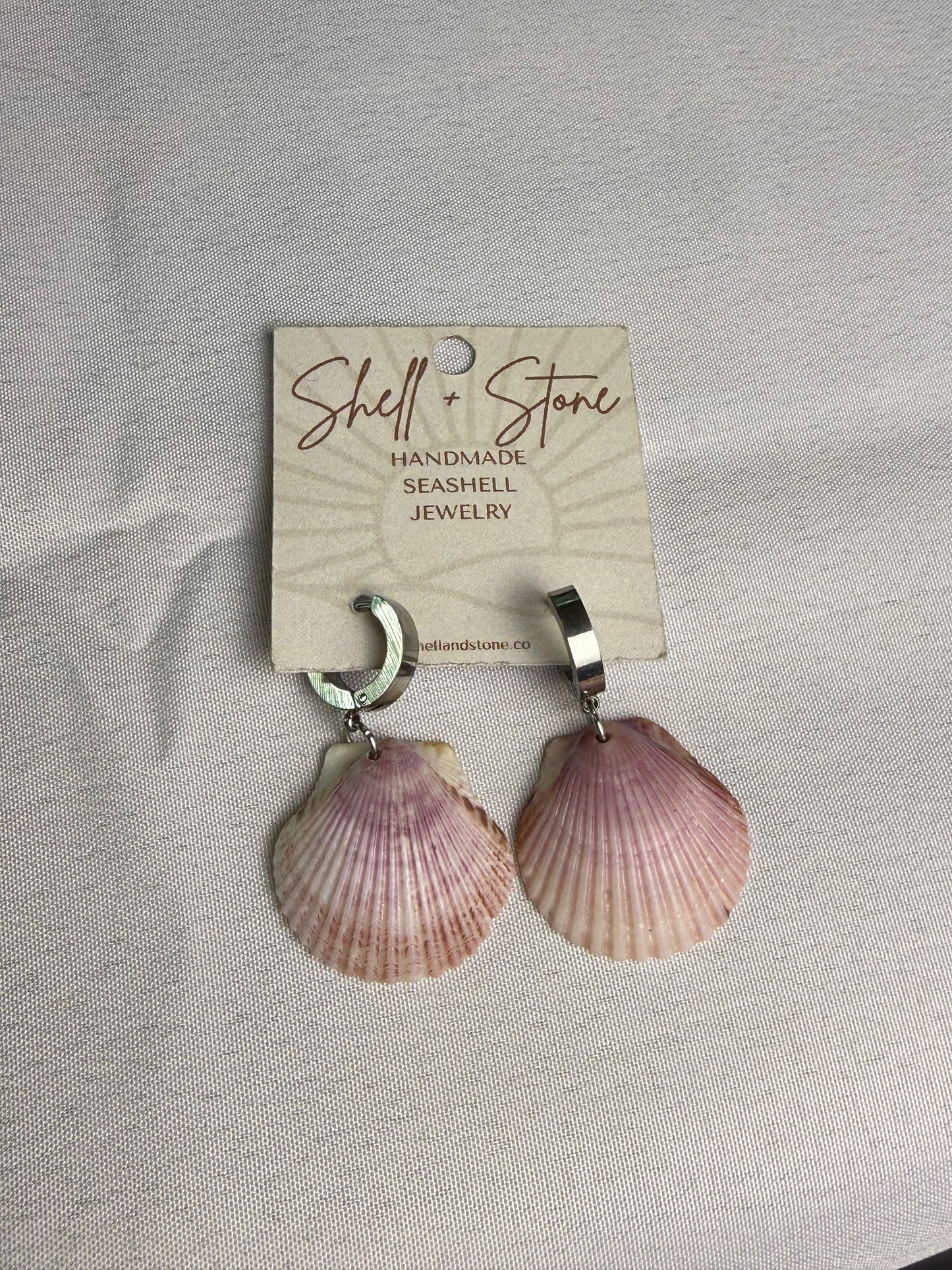 Various Seashell Earrings - Silver Hoops