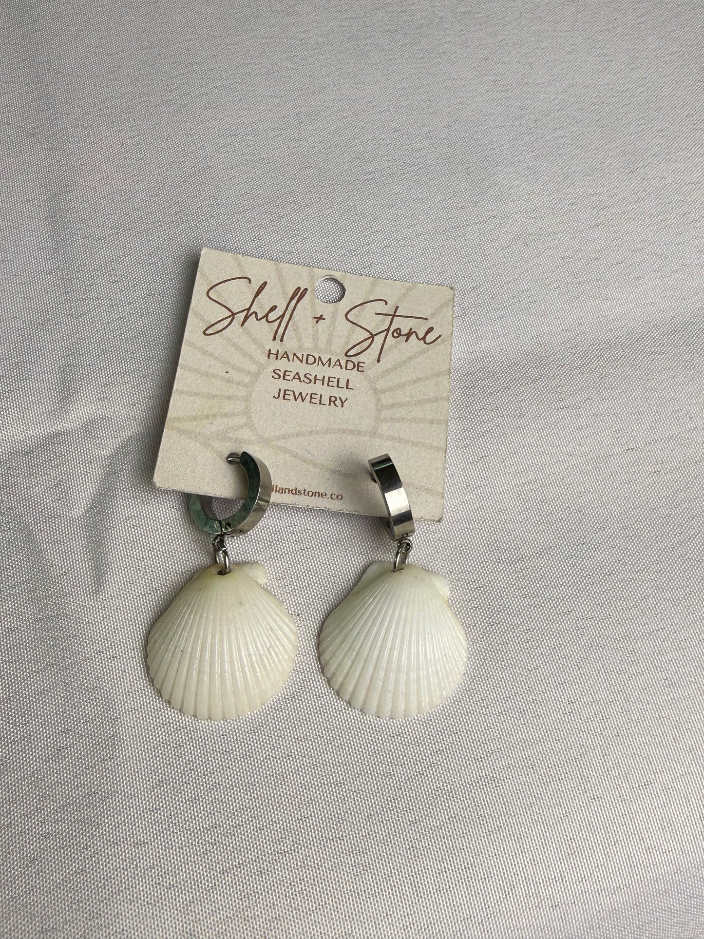 Various Seashell Earrings - Silver Hoops