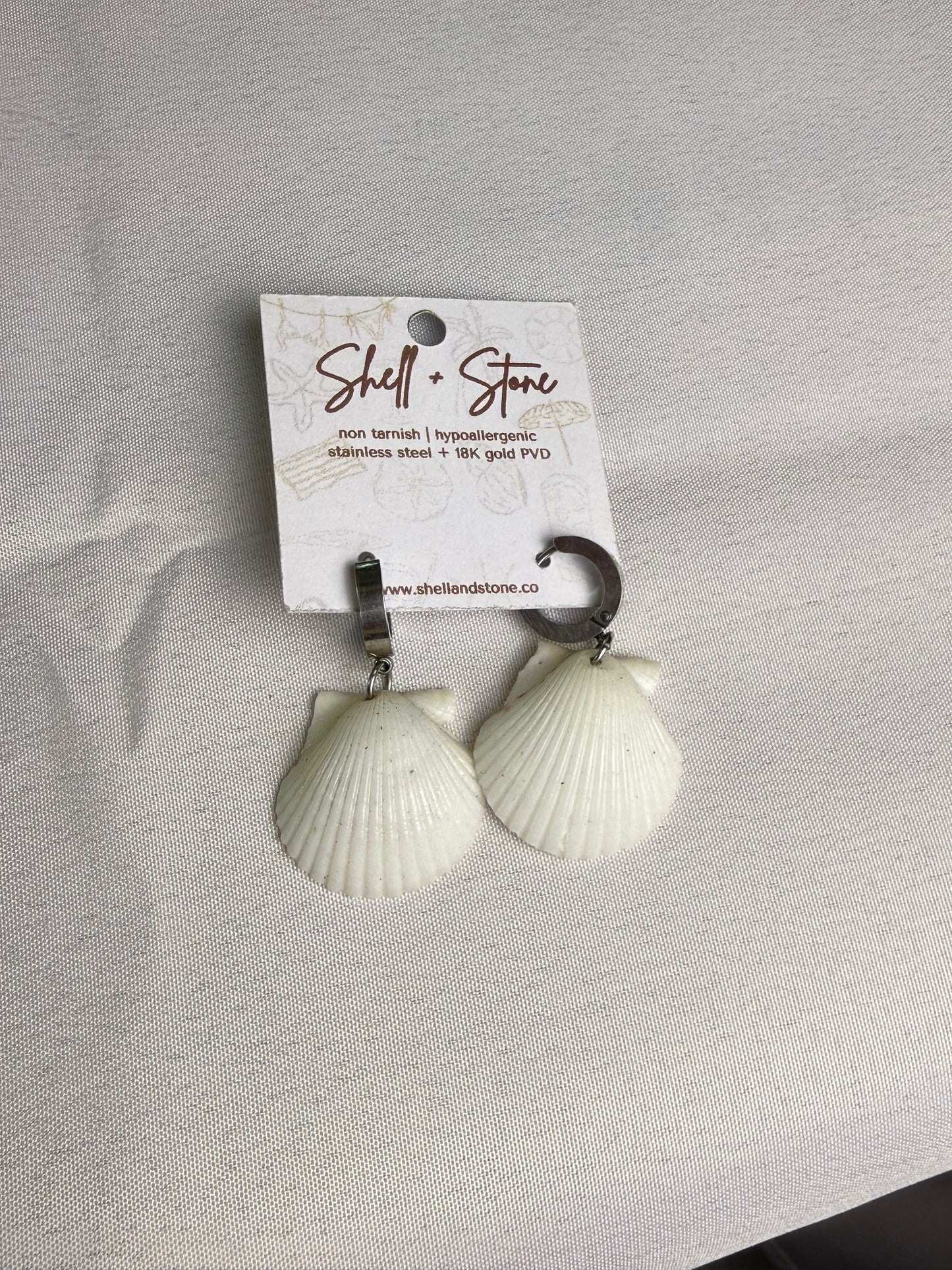 Various Seashell Earrings - Silver Hoops
