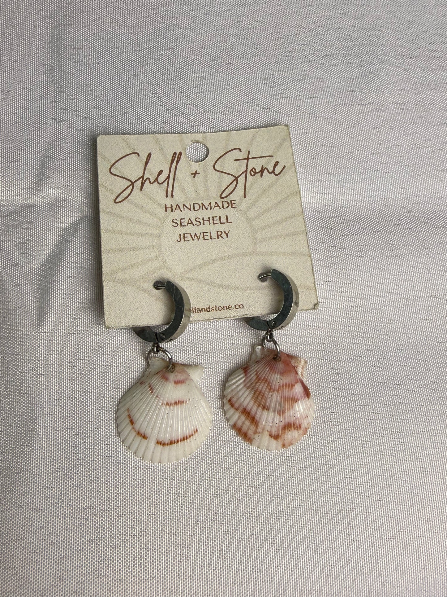 Various Seashell Earrings - Silver Hoops