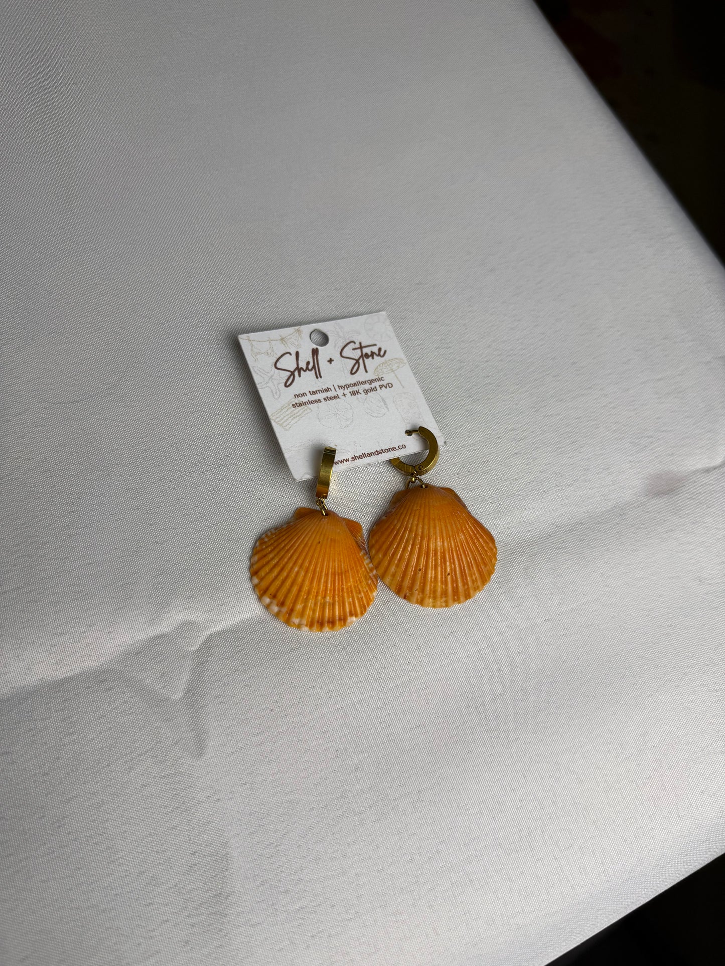 Orange Seashell Hoops