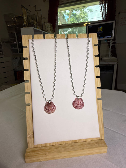 Seashell Necklace on Silver Squiggle Chain