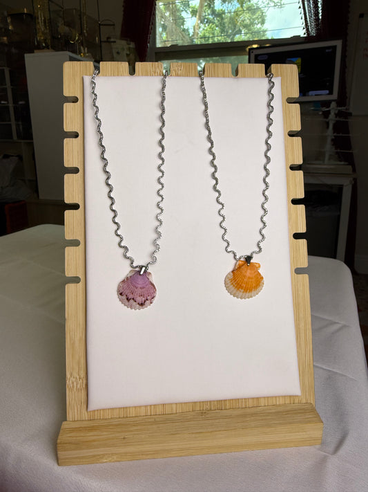 Seashell Necklace on Silver Squiggle Chain