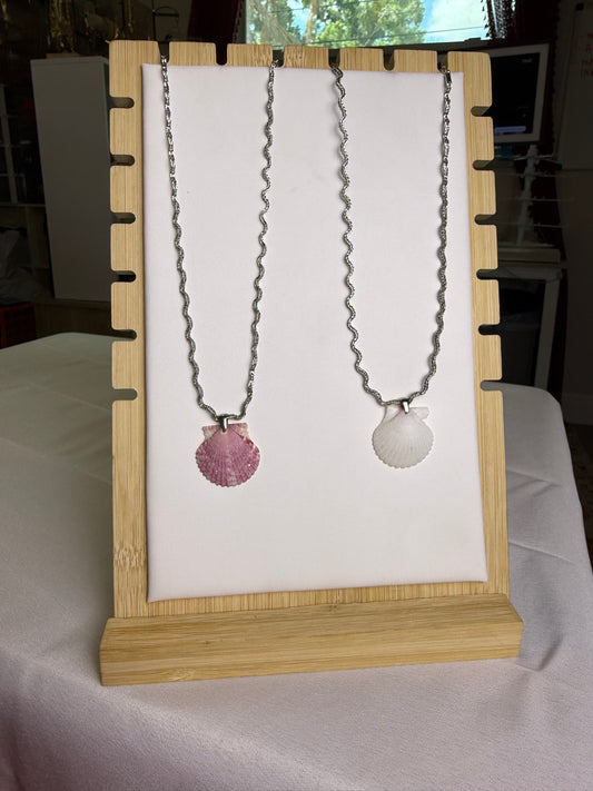 Seashell Necklace on Silver Squiggle Chain