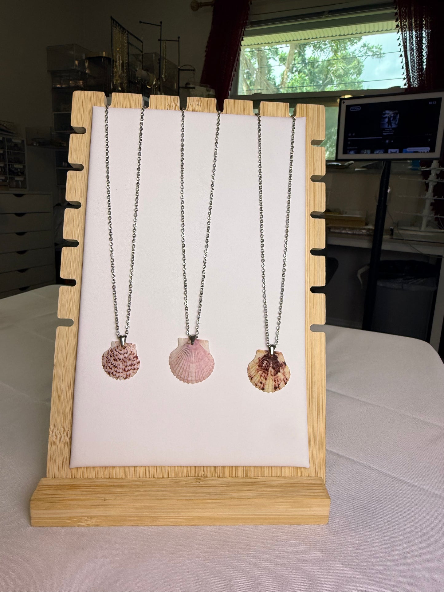 Seashell Necklaces on Silver Salty Chain