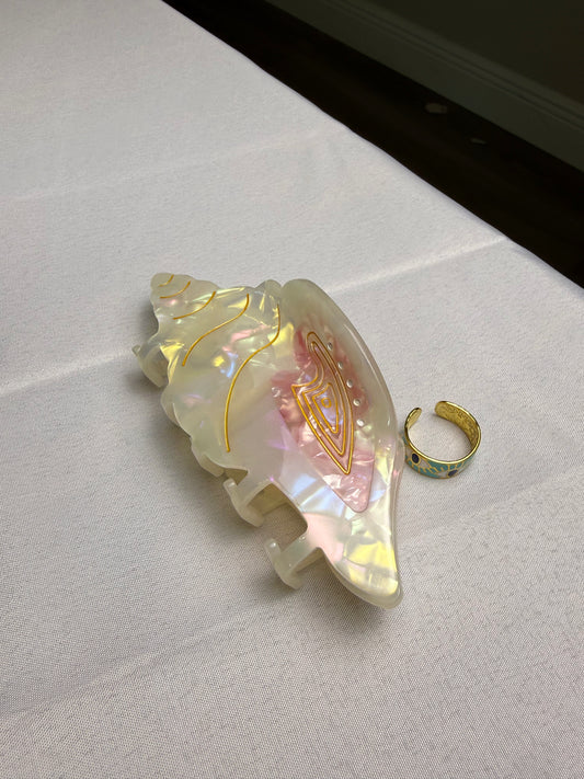 Pink Conch Large Hair Clip