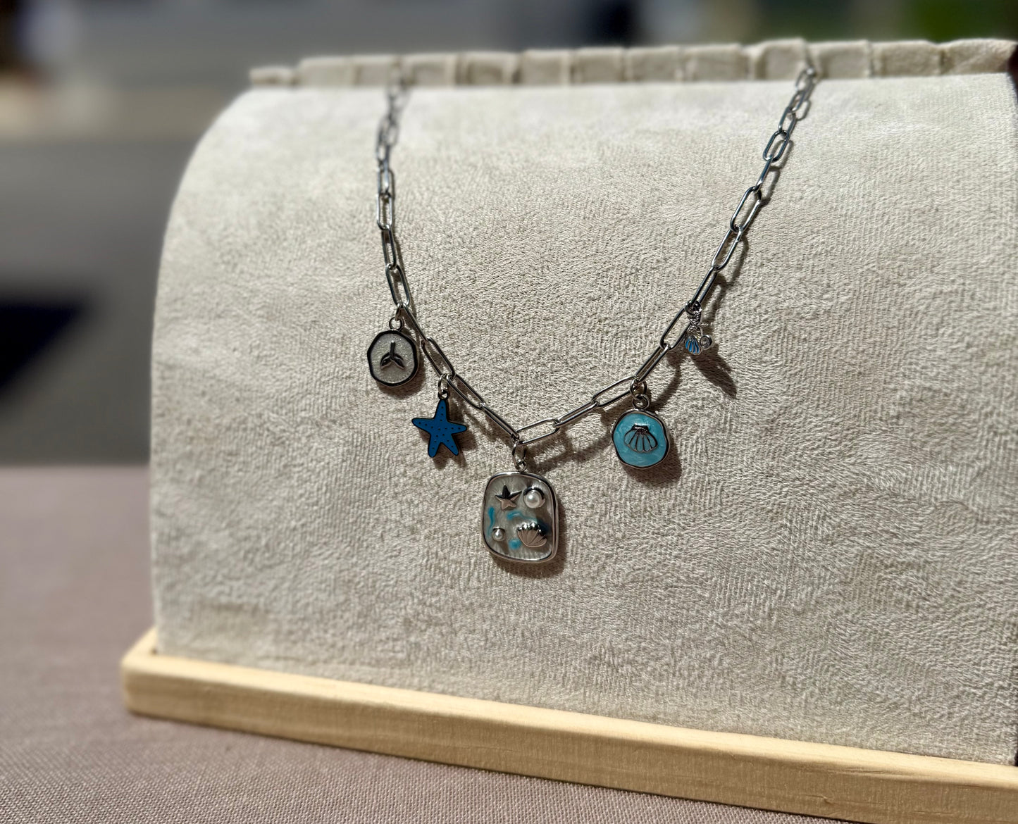 The Charmed Necklace- Silver Blues Tides Edition