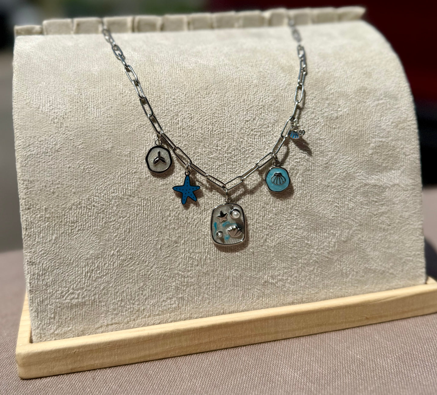 The Charmed Necklace- Silver Blues Tides Edition