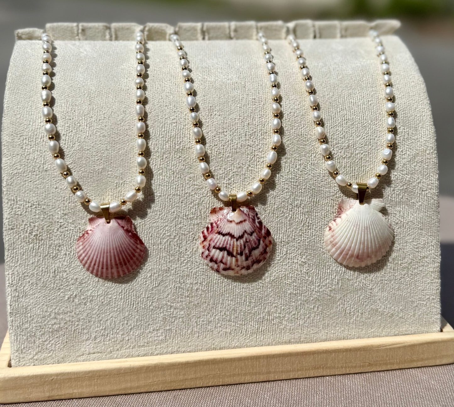 The Pearl Puddles Necklace - Blush Seashell Edition