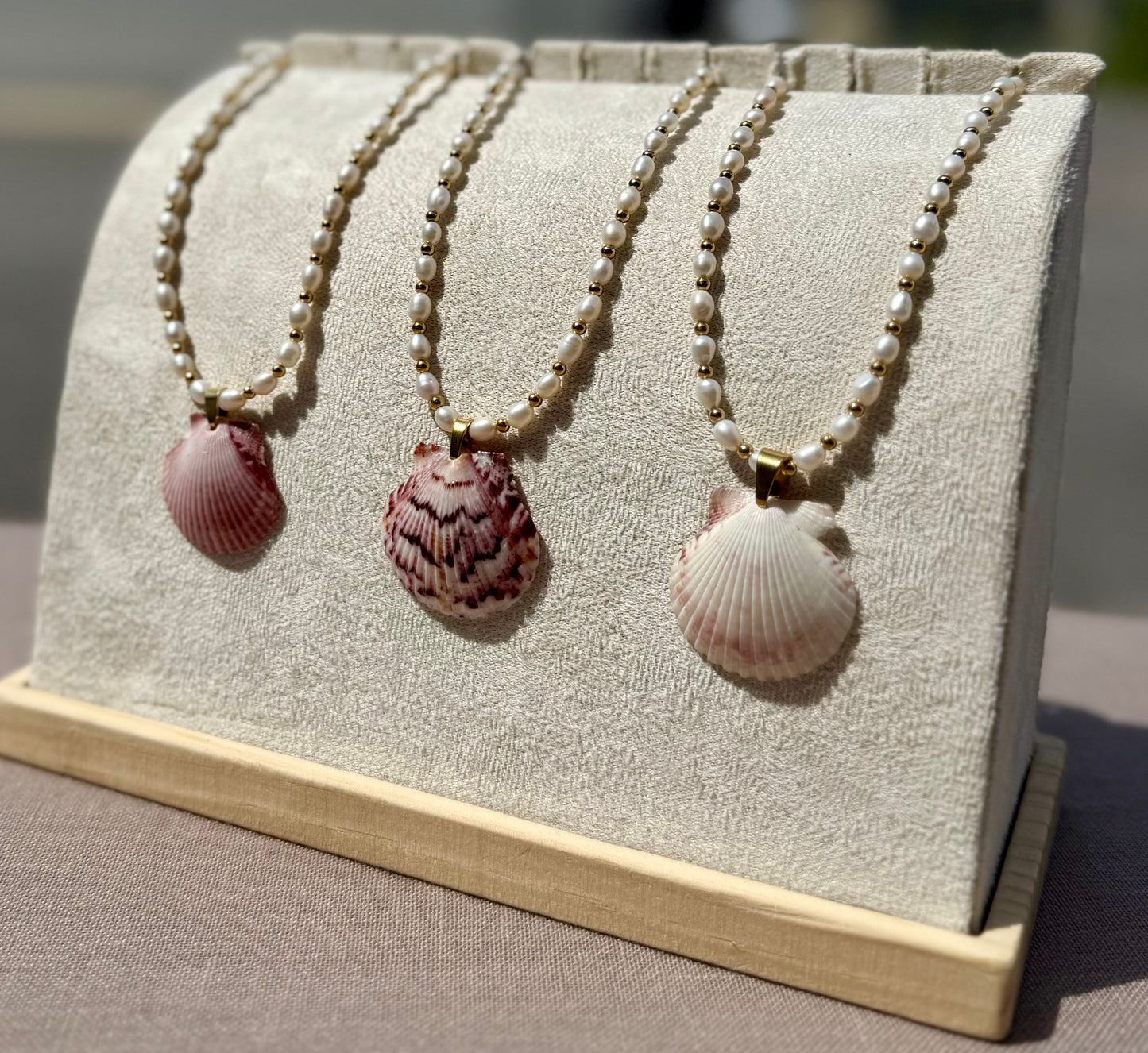 The Pearl Puddles Necklace - Blush Seashell Edition