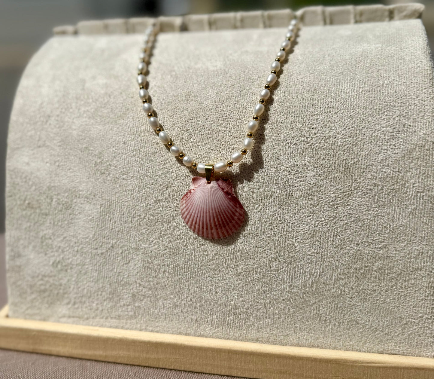 The Pearl Puddles Necklace - Blush Seashell Edition