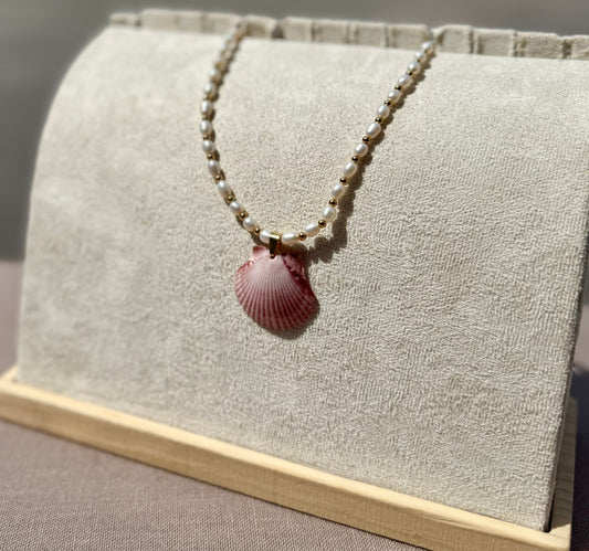The Pearl Puddles Necklace - Blush Seashell Edition