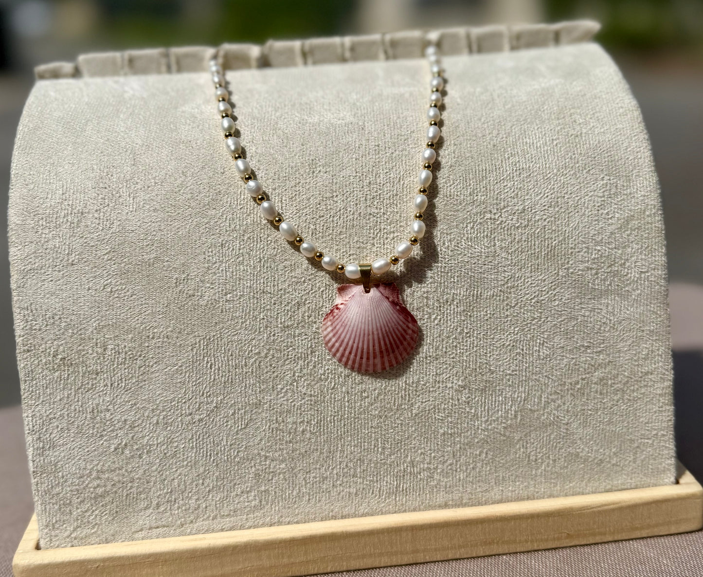 The Pearl Puddles Necklace - Blush Seashell Edition