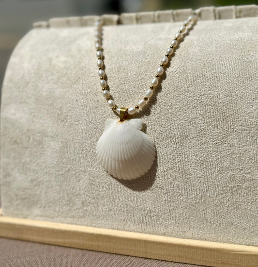 The Pearl Puddles Necklace - Cream Seashell Edition