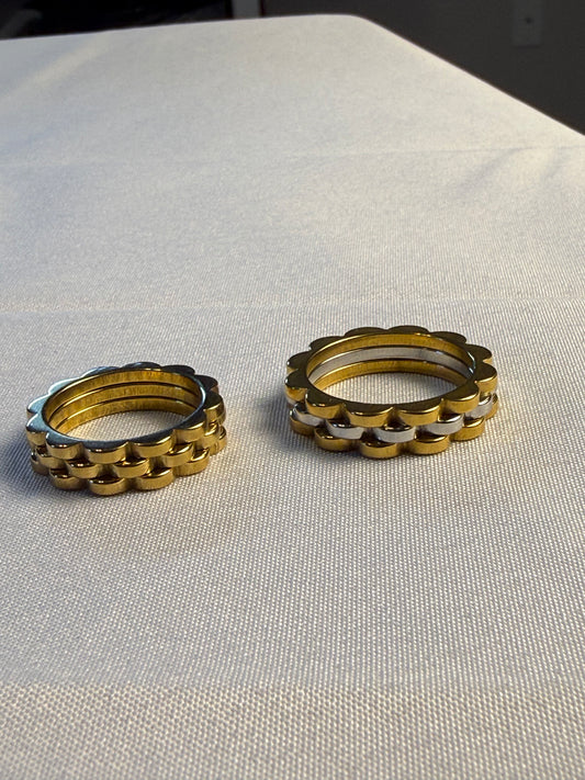 Watch Band Ring in Gold + Two Toned