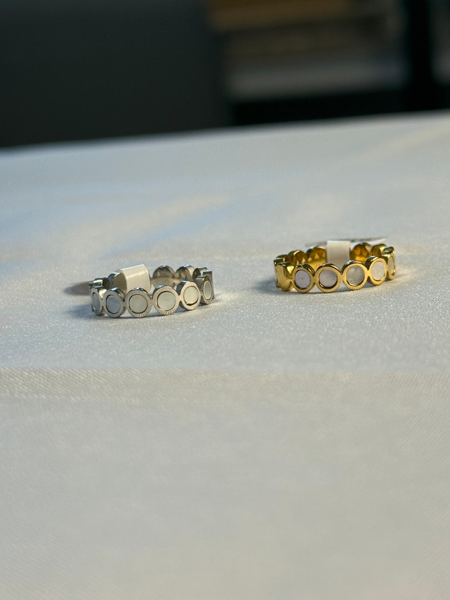 White Cap Ring in Silver + Gold