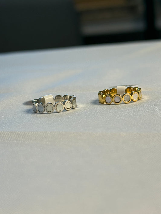 White Cap Ring in Silver + Gold
