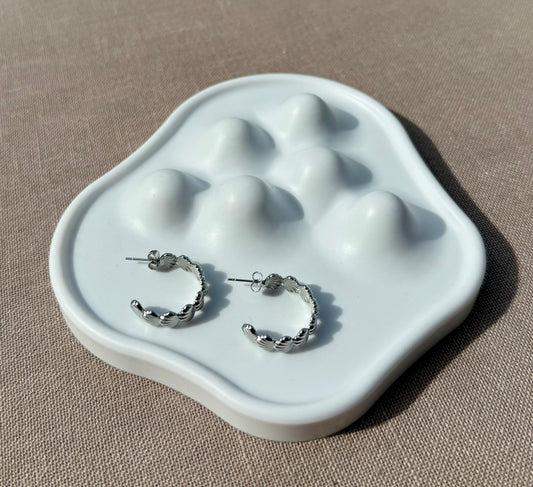 Seashell Half Hoop Stud in Silver + Gold
