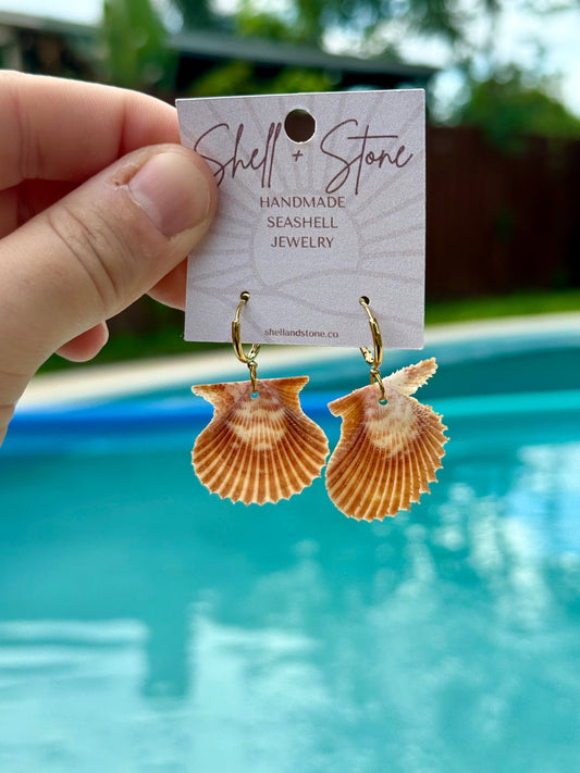 Golden Rough Scallop Hoops