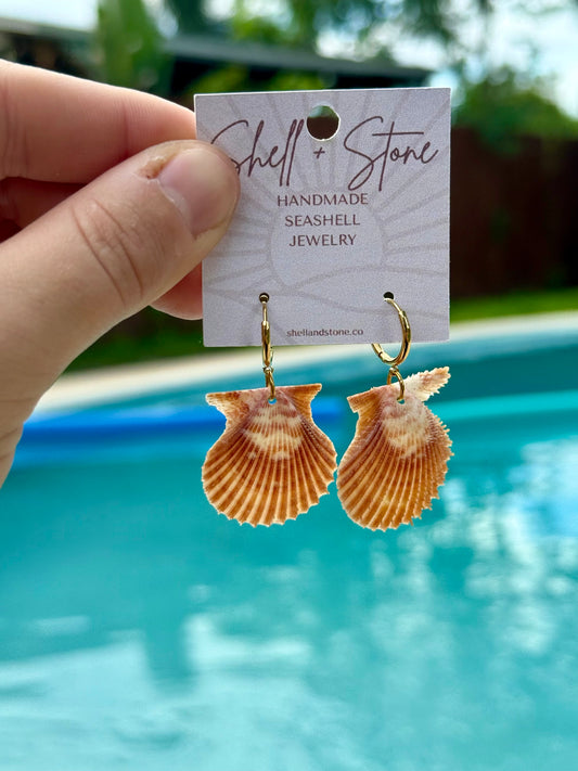 Golden Rough Scallop Hoops