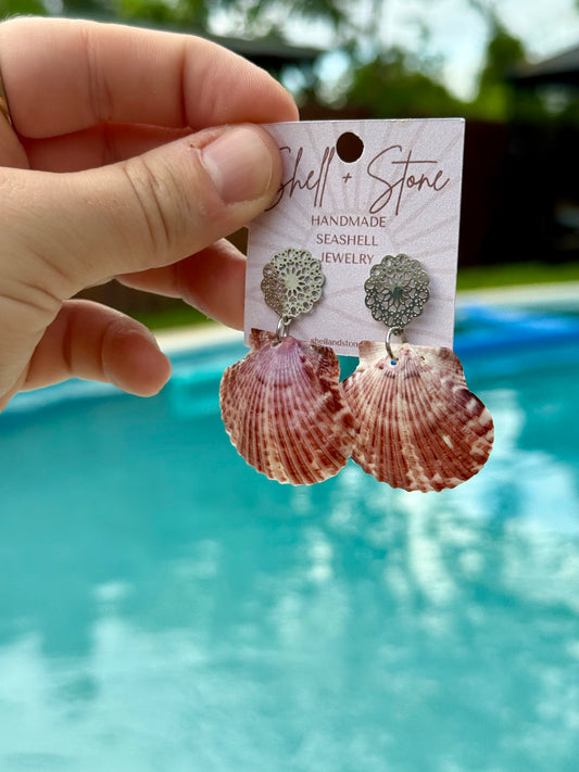 Vintage Rose Shell Studs