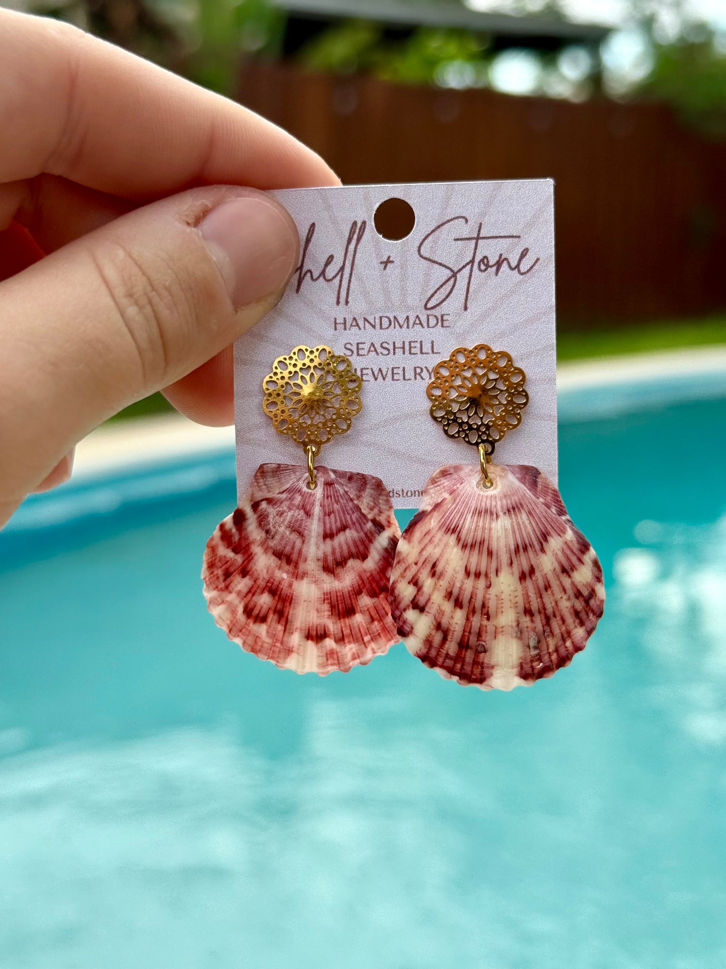 Coastal Cameo Shell Studs
