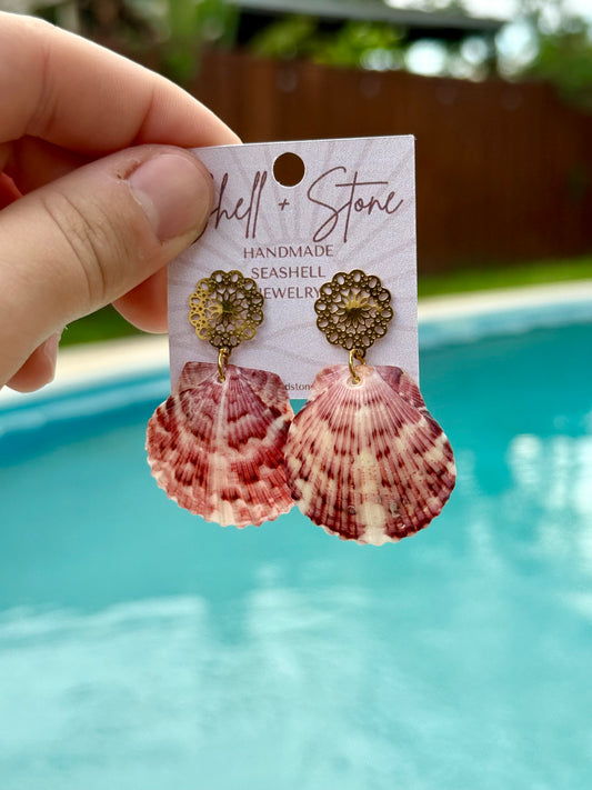 Coastal Cameo Shell Studs