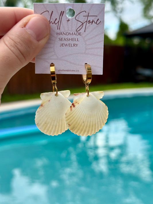 Lemon Zest Seashell Hoops