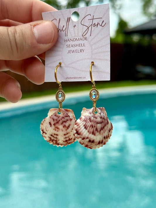 Coral Dusk Seashell Earrings