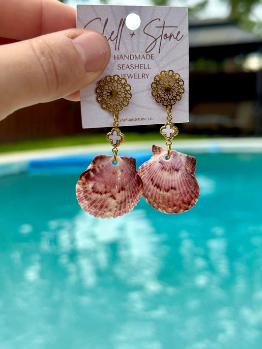 Rose Current Seashell Earrings