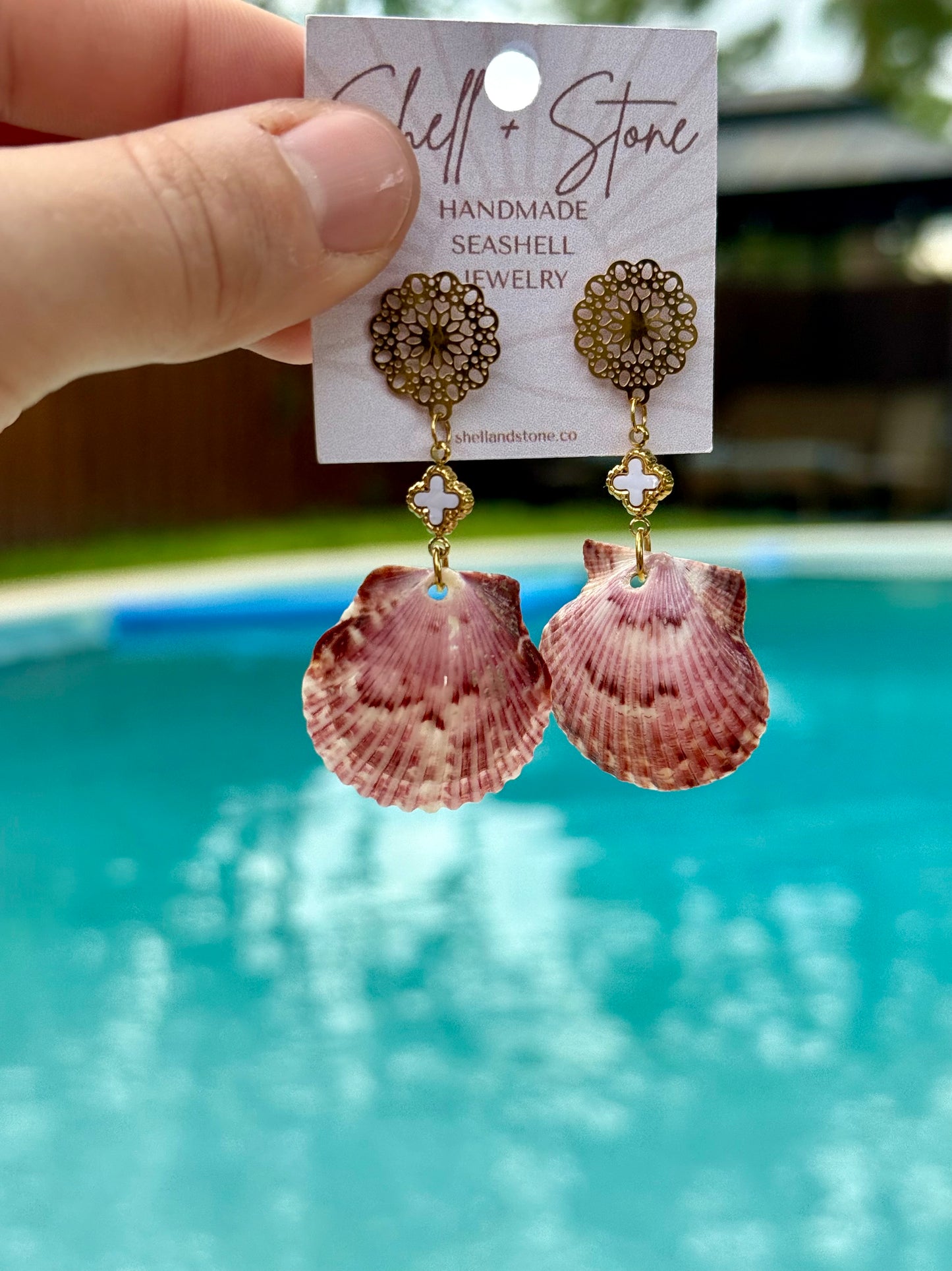 Rose Current Seashell Earrings