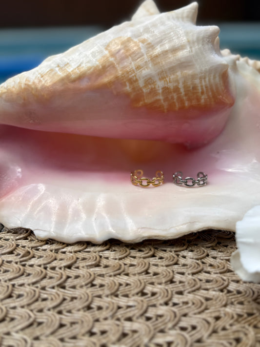 Chain Link Ring in Silver + Gold