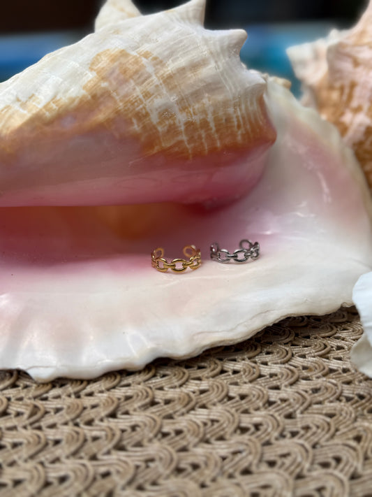 Chain Link Ring in Silver + Gold