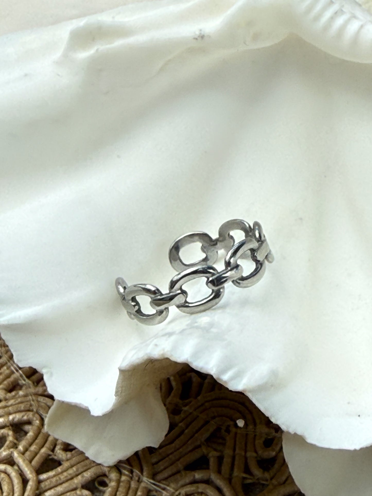 Chain Link Ring in Silver + Gold