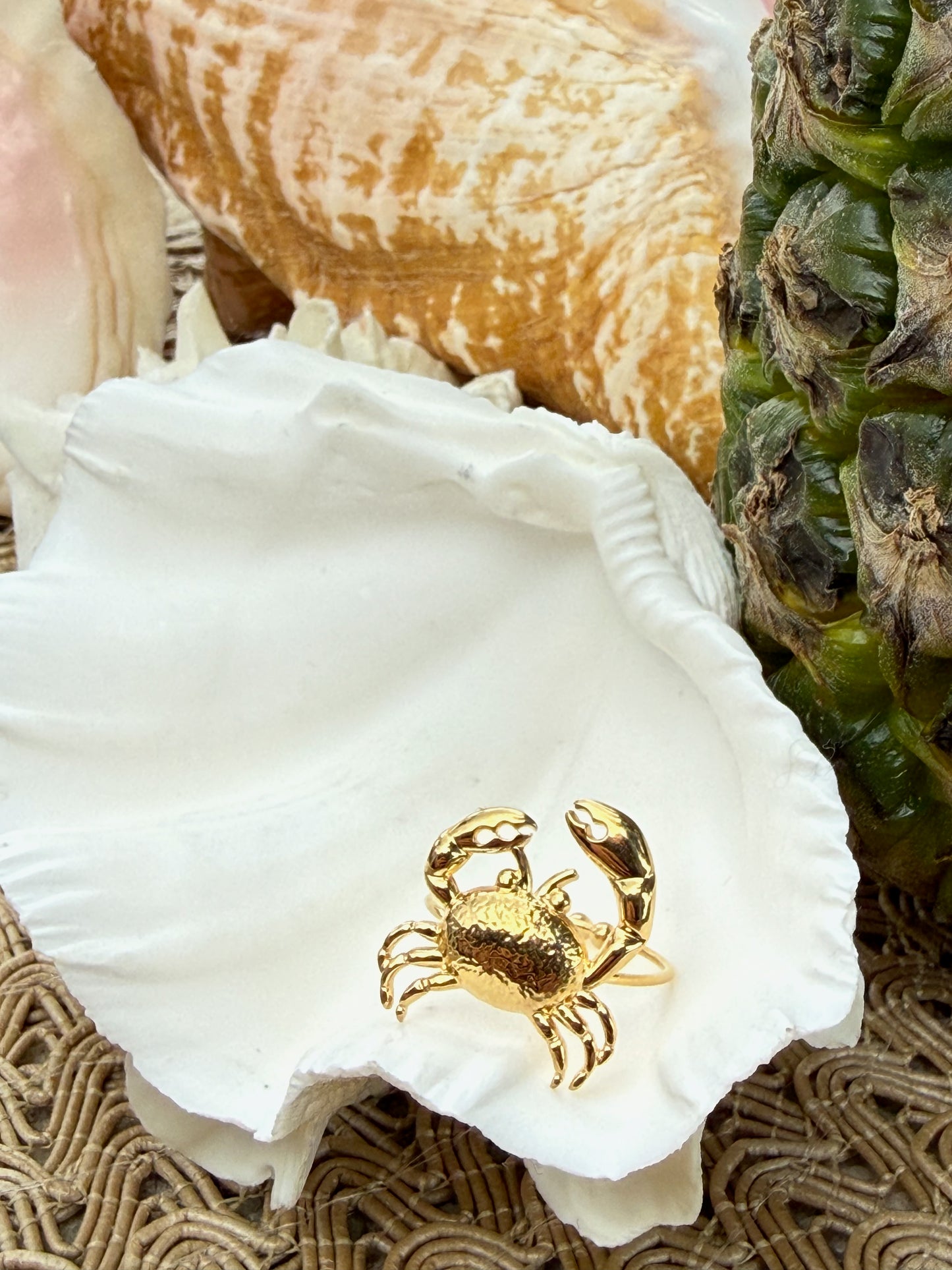 Crab Ring in Silver + Gold