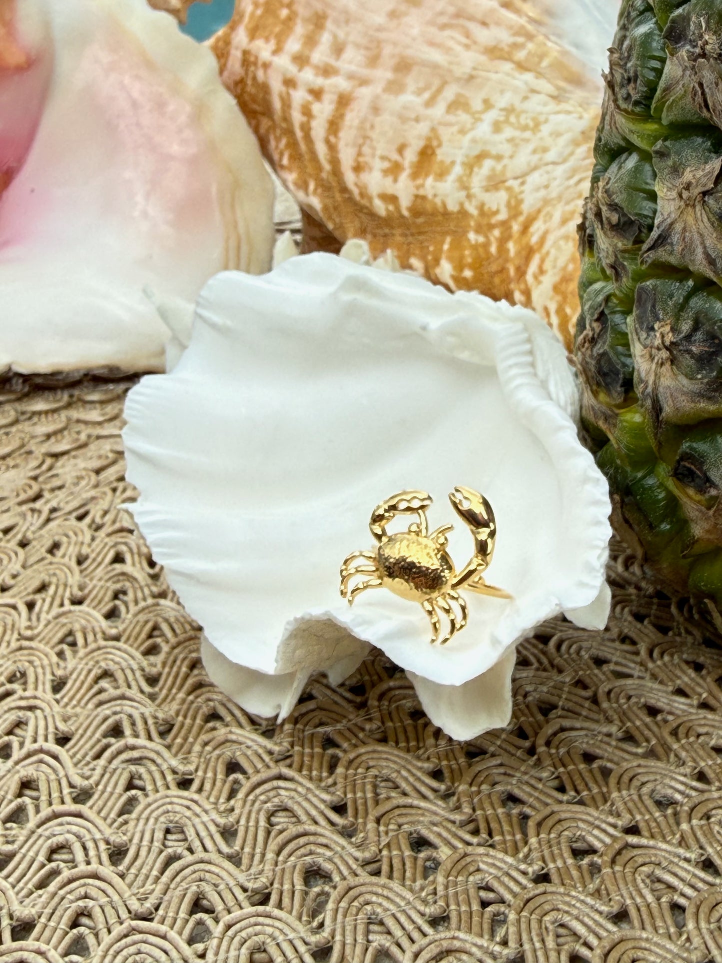 Crab Ring in Silver + Gold