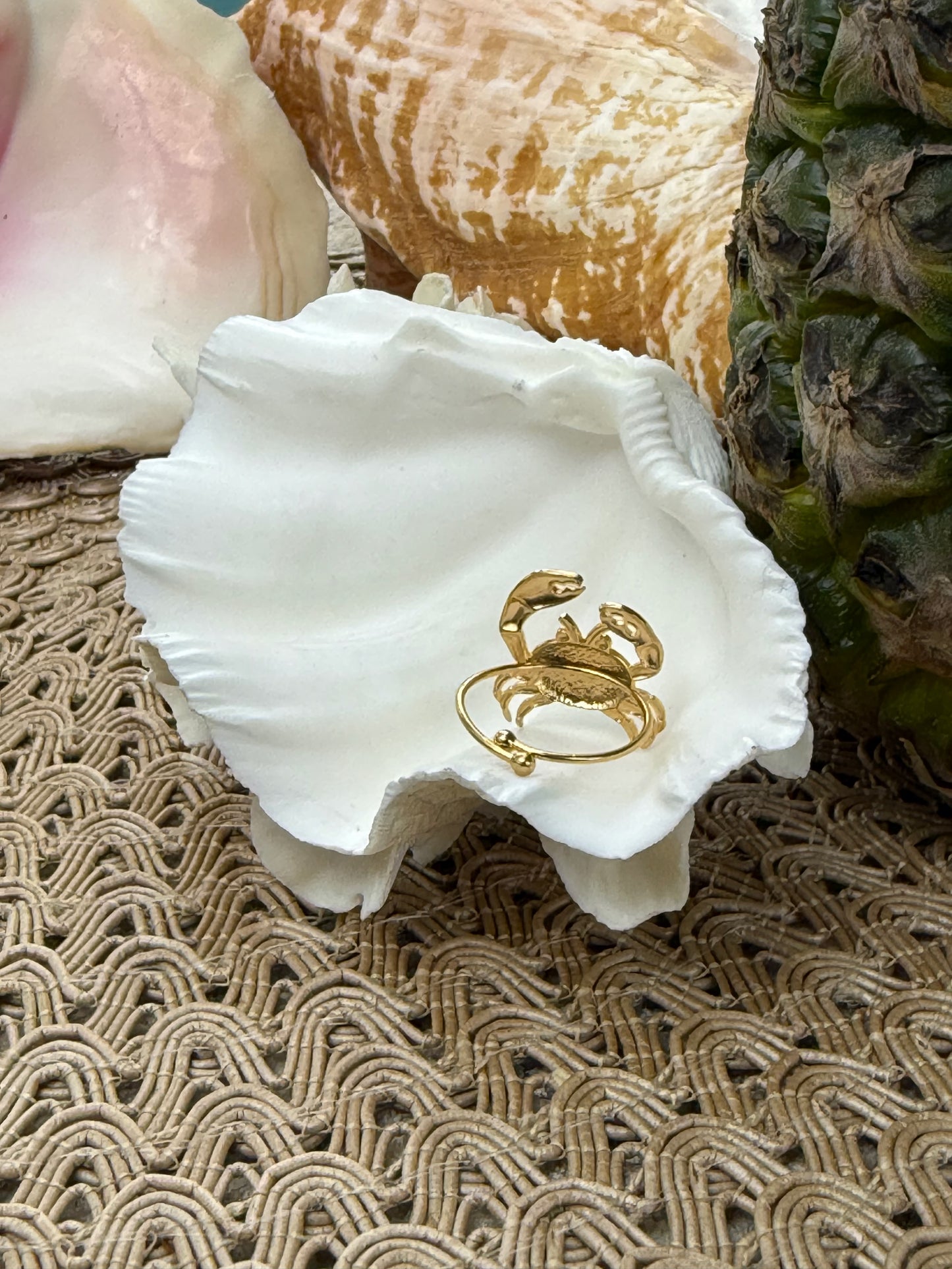 Crab Ring in Silver + Gold