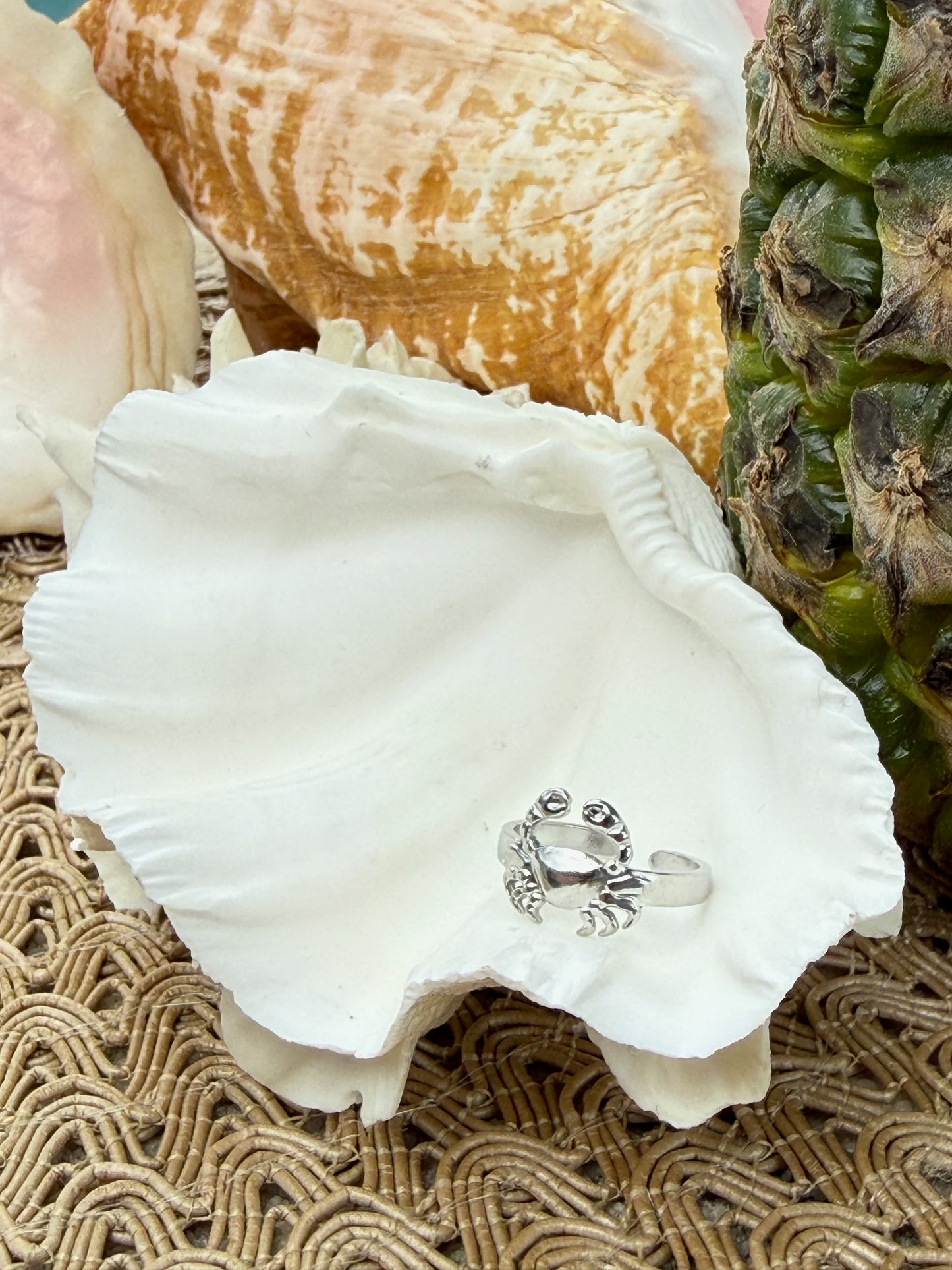 Crab Ring in Silver + Gold