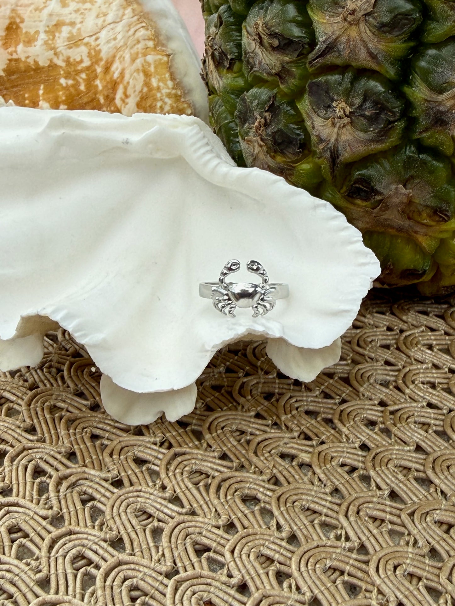 Crab Ring in Silver + Gold