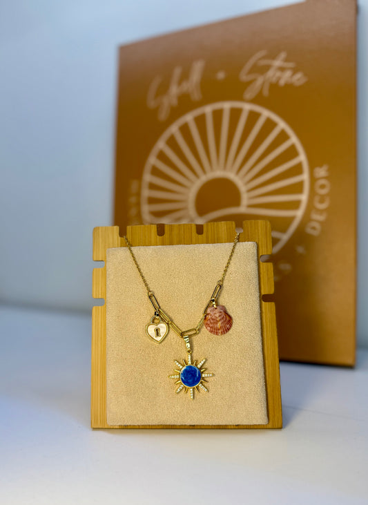 Seashell Charmed Necklace on Dainty Paperclip Chain