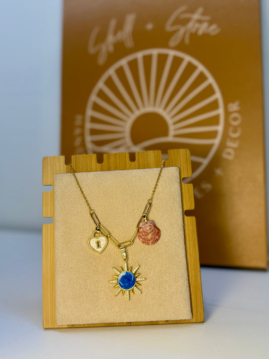 Seashell Charmed Necklace on Dainty Paperclip Chain